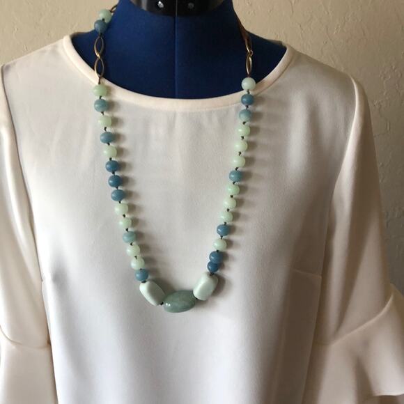 Long Turquoise Color Large Beaded Necklace - Picture 1 of 2